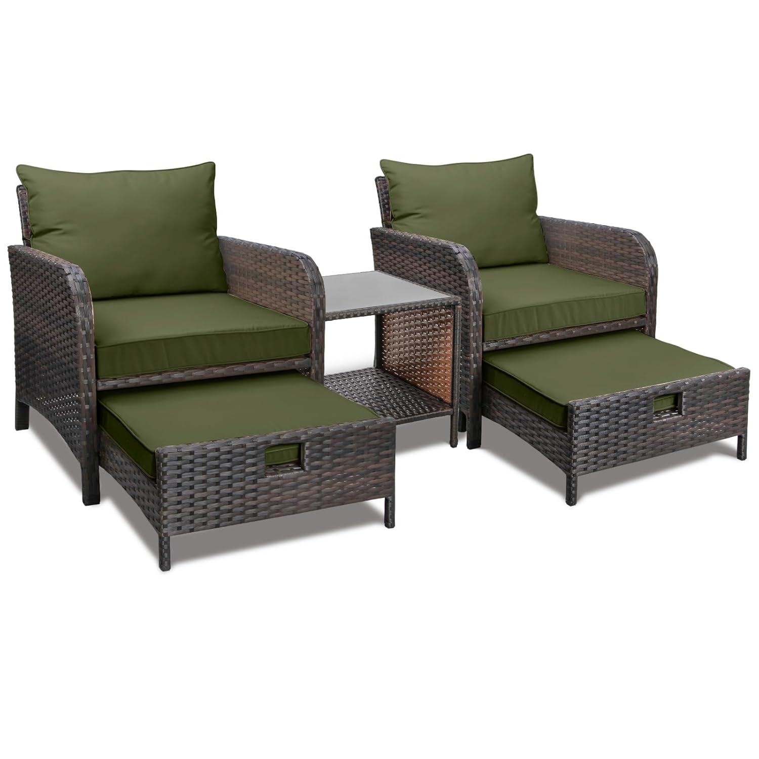Outdoor Furniture Lounge Set - 5 Piece PE Rattan Patio Set