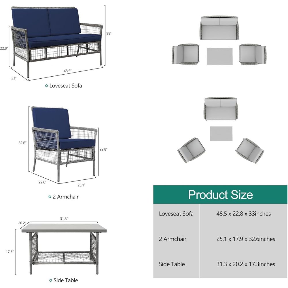 4-Piece Outdoor Patio Furnitur - огляд і ціна Outdoor Furniture Loveseat
