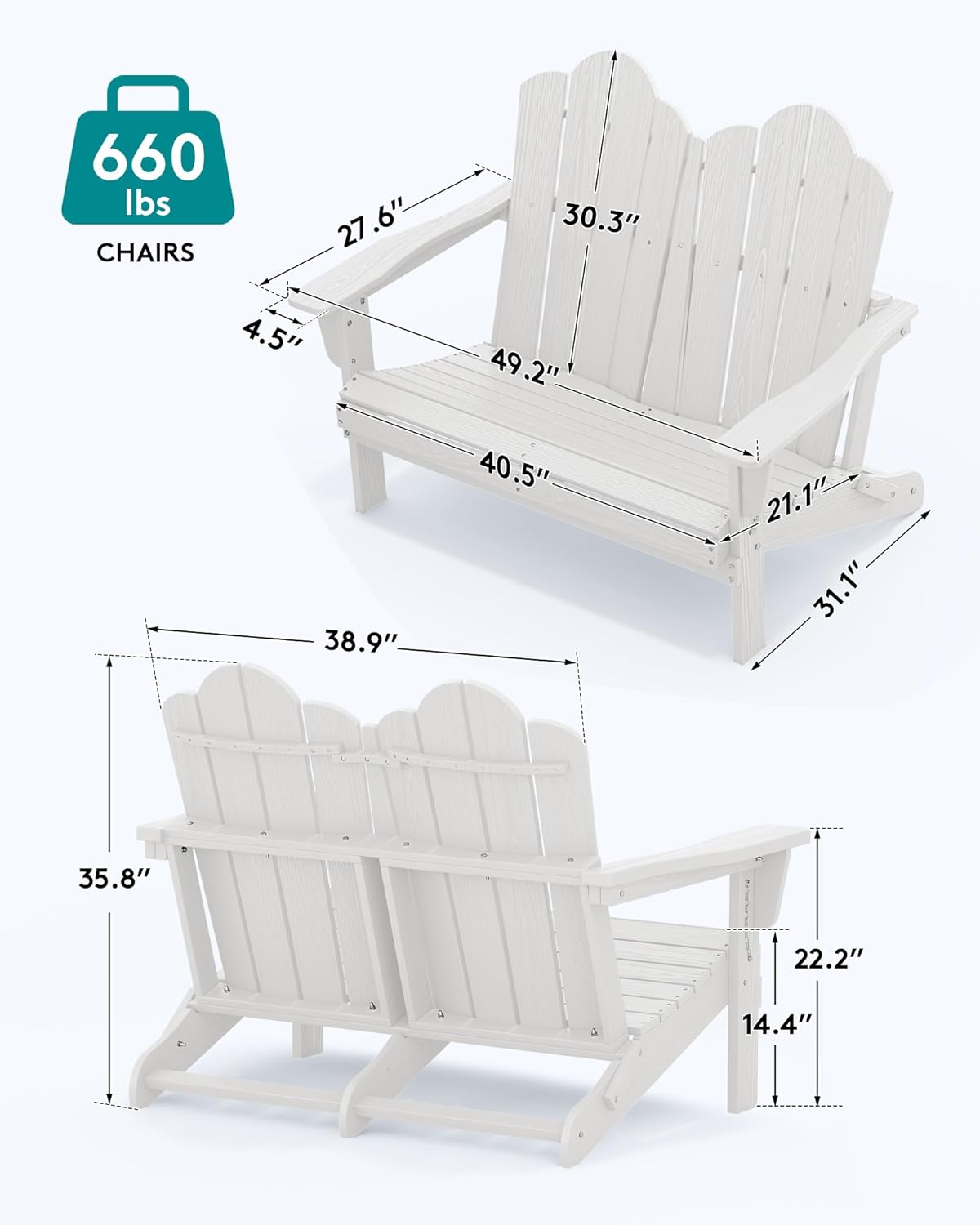 HDPE All-Weather Folding Adiro - огляд і ціна Outdoor Furniture Loveseat