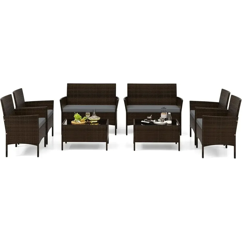 8-Piece Outdoor Rattan Patio F - огляд і ціна Outdoor Furniture Loveseat