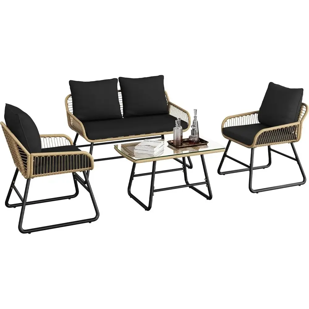 4-Piece Outdoor Wicker Patio F - огляд і ціна Outdoor Furniture Loveseat