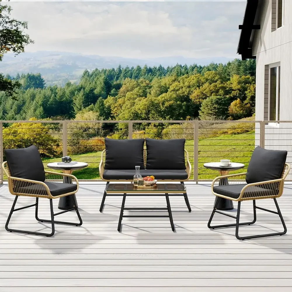 4-Piece Outdoor Wicker Patio F - огляд і ціна Outdoor Furniture Loveseat