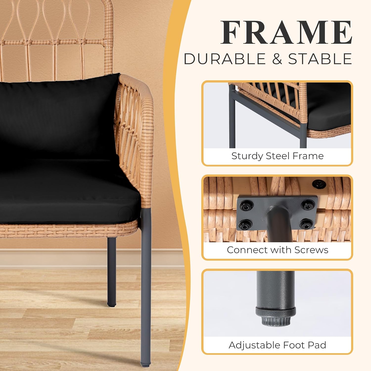 Rattan Loveseat with Glass Tab - огляд і ціна Outdoor Furniture Loveseat