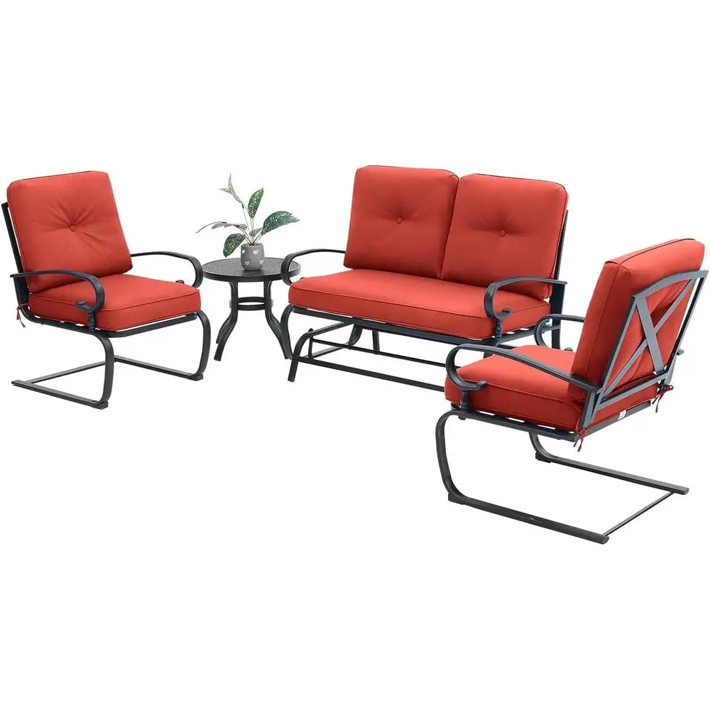 4-Piece Red Outdoor Wrought Ir - огляд і ціна Outdoor Furniture Loveseat