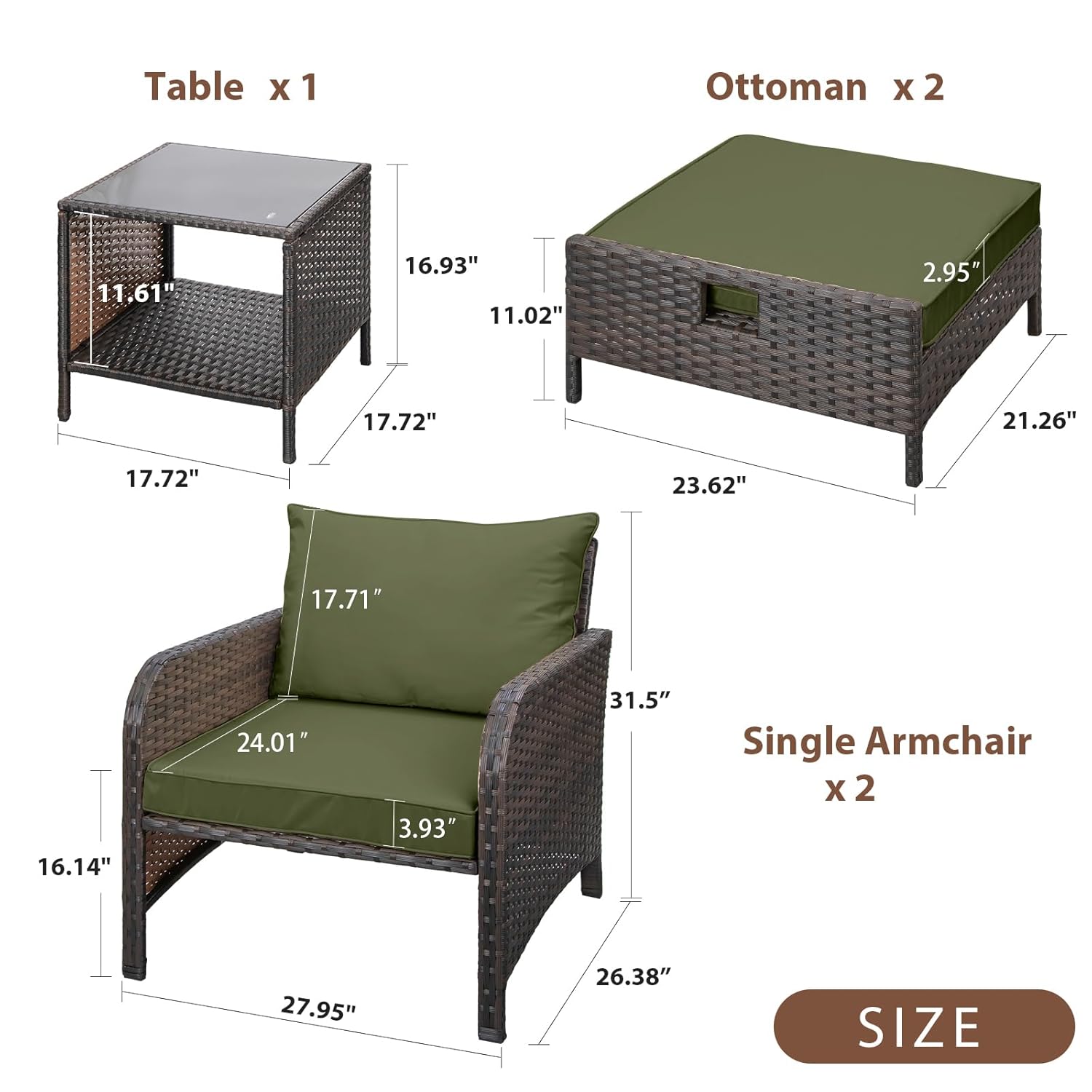 5 Piece PE Rattan Patio Set Ou - огляд і ціна Outdoor Furniture Lounge Set