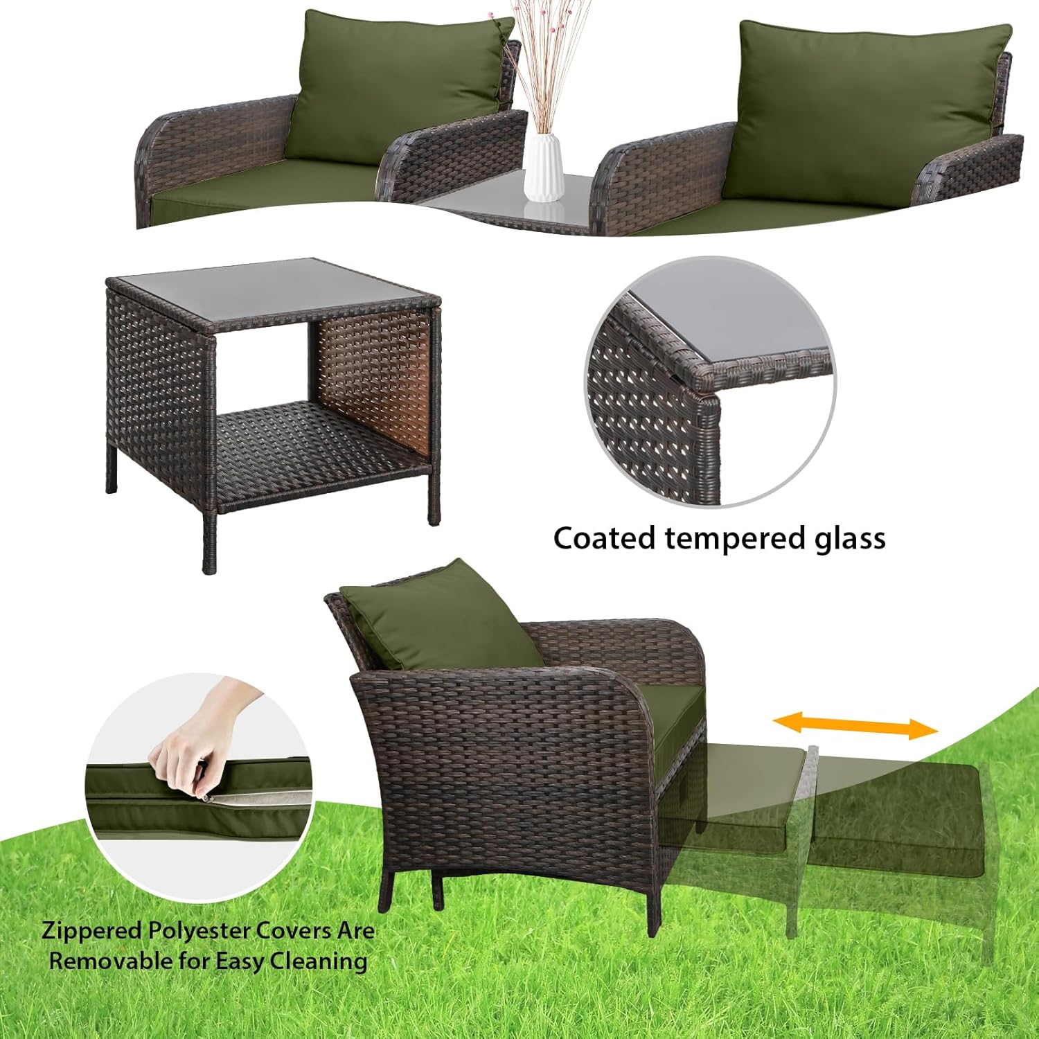 5 Piece PE Rattan Patio Set Ou - огляд і ціна Outdoor Furniture Lounge Set