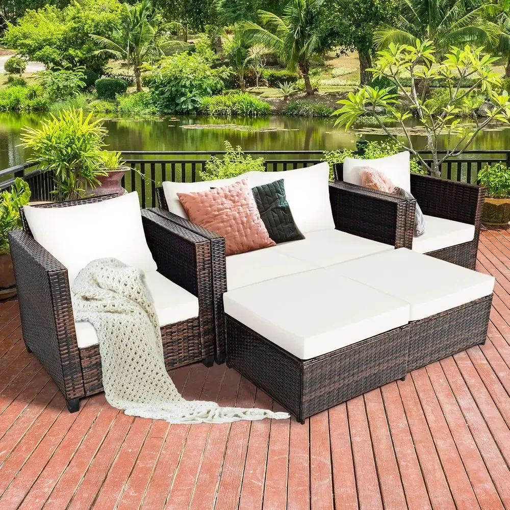 5-Piece Outdoor Wicker Patio F - огляд і ціна Outdoor Furniture Loveseat