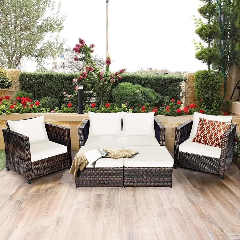 5-Piece Outdoor Wicker Patio F - огляд і ціна Outdoor Furniture Loveseat