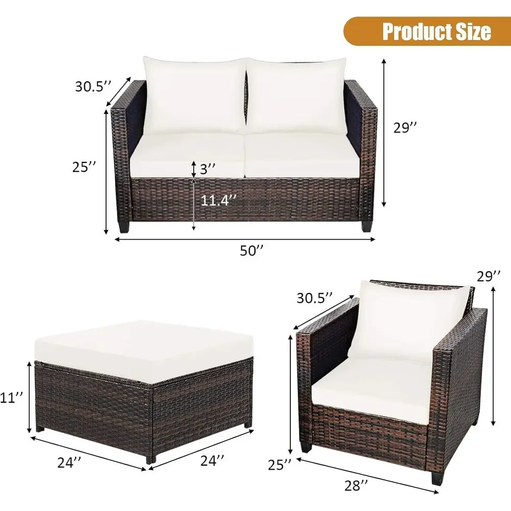 5-Piece Outdoor Wicker Patio F - огляд і ціна Outdoor Furniture Loveseat