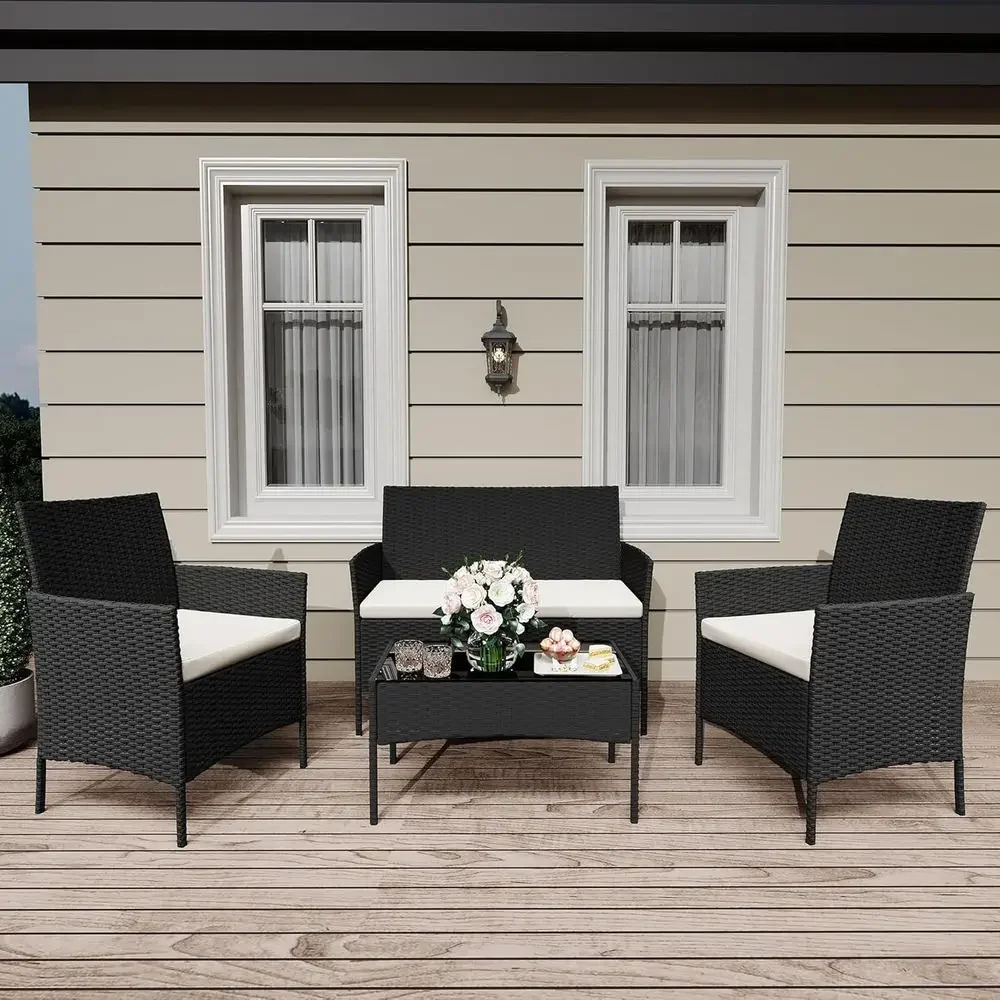 4-Piece Wicker Rattan Patio Fu - огляд і ціна Outdoor Furniture Loveseat