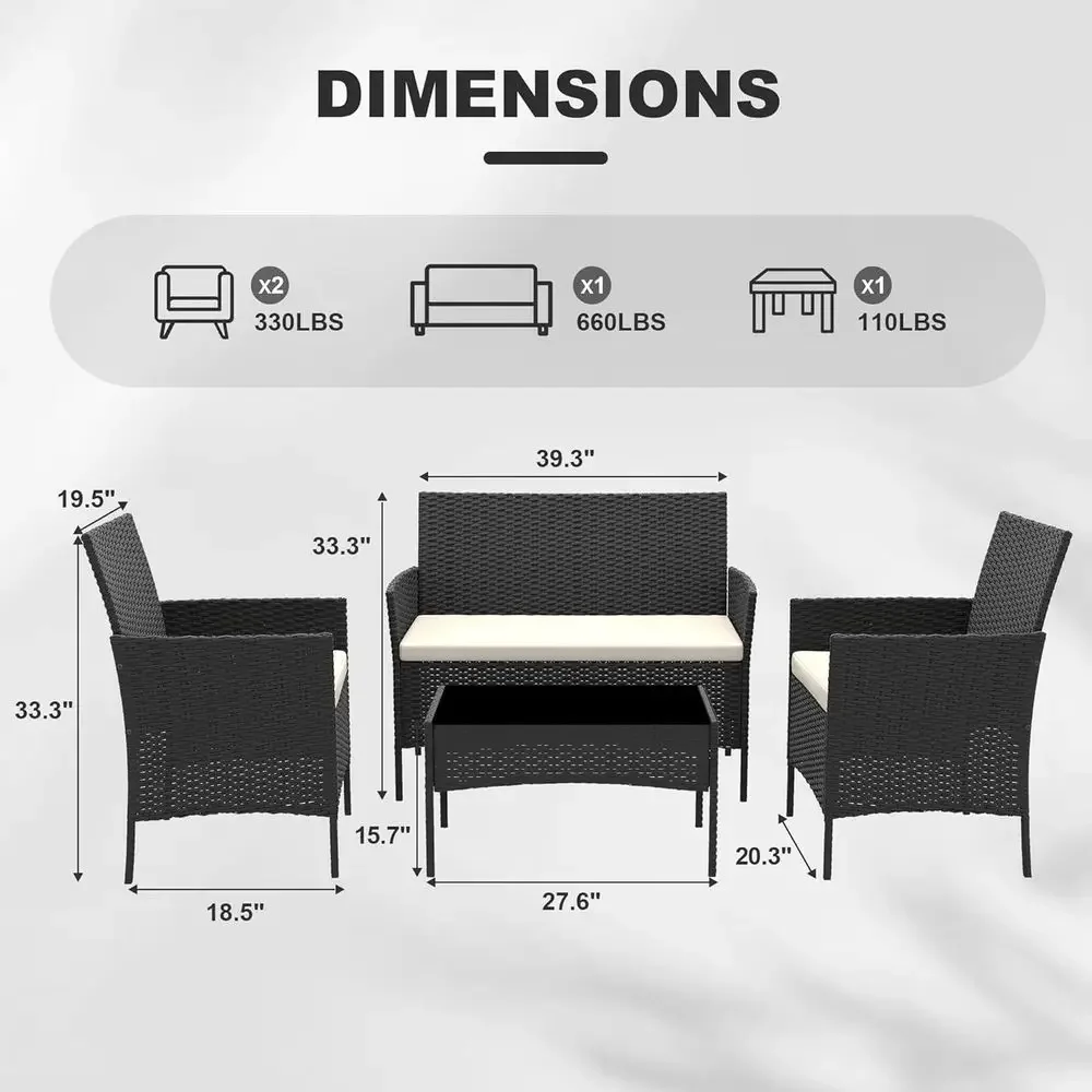 4-Piece Wicker Rattan Patio Fu - огляд і ціна Outdoor Furniture Loveseat