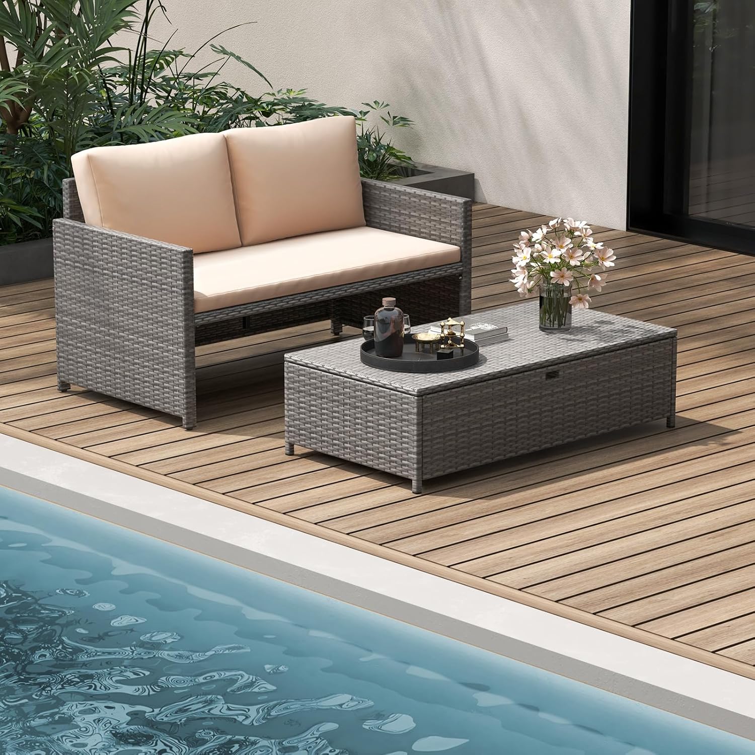 Wicker Patio Daybed Loveseat O - огляд і ціна Outdoor Furniture Loveseat