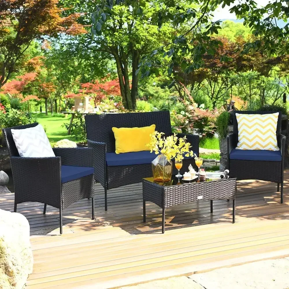 4-Piece Outdoor Wicker Patio F - огляд і ціна Outdoor Furniture Loveseat