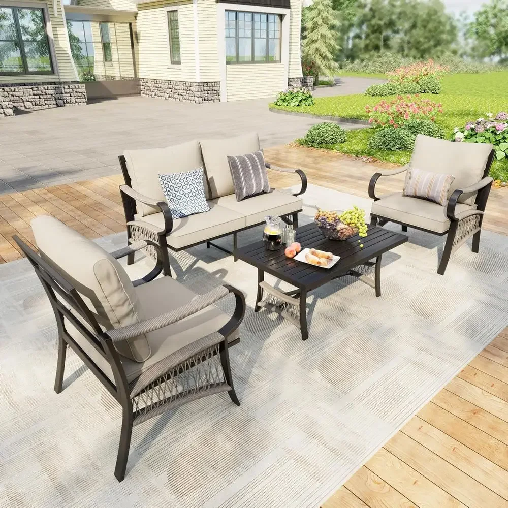4-Piece Metal Outdoor Patio Fu - огляд і ціна Outdoor Furniture Loveseat