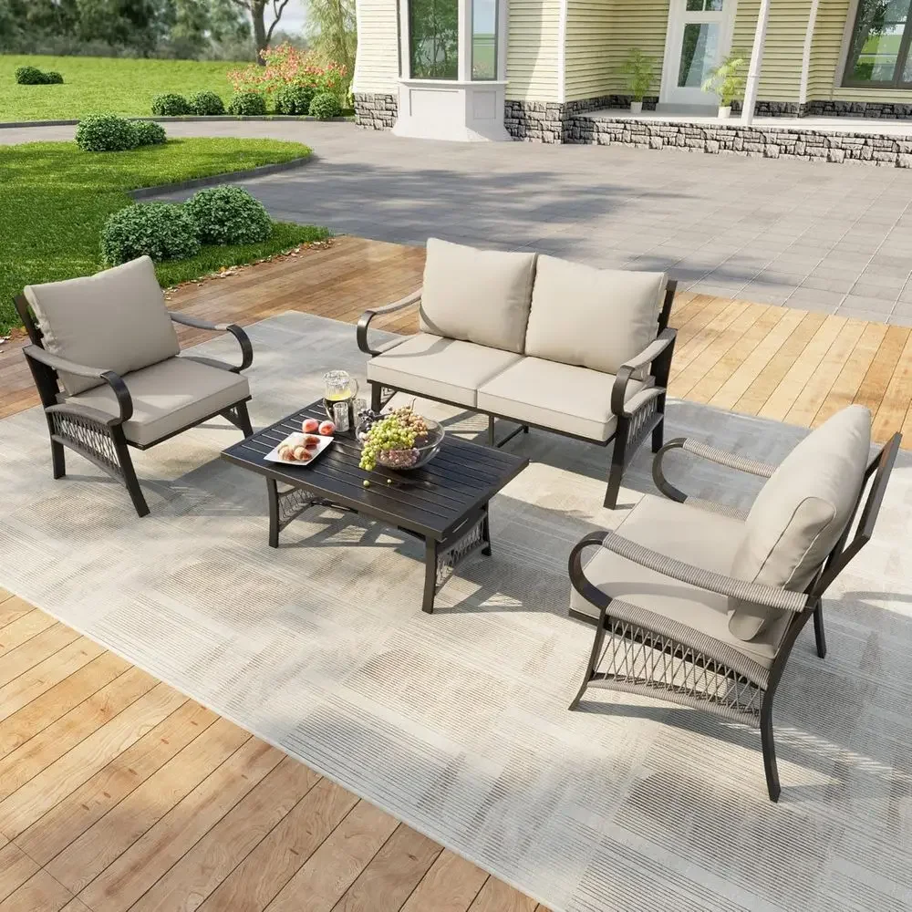 4-Piece Metal Outdoor Patio Fu - огляд і ціна Outdoor Furniture Loveseat
