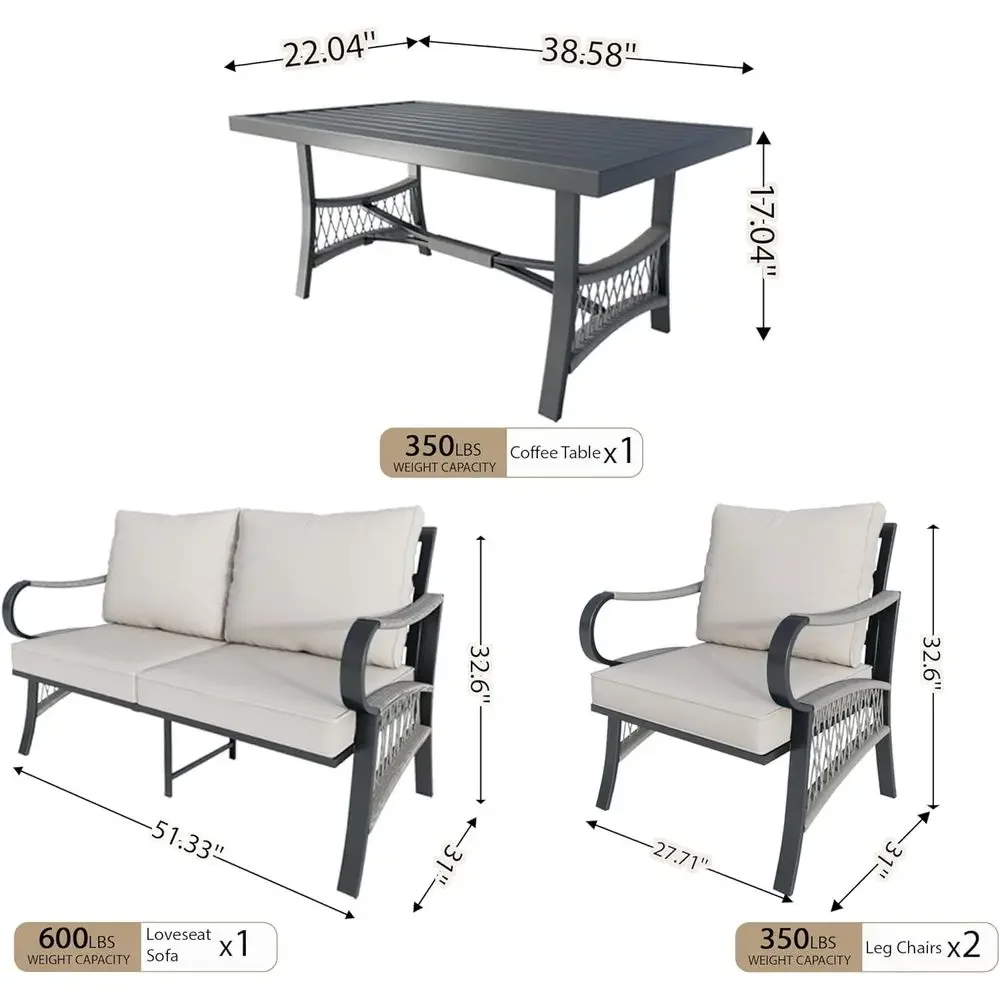 4-Piece Metal Outdoor Patio Fu - огляд і ціна Outdoor Furniture Loveseat