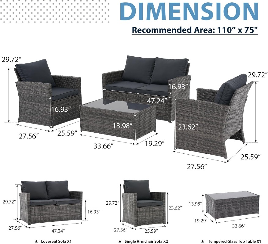 JOIVI Outdoor Patio Furniture  - огляд і ціна Outdoor Furniture Loveseat