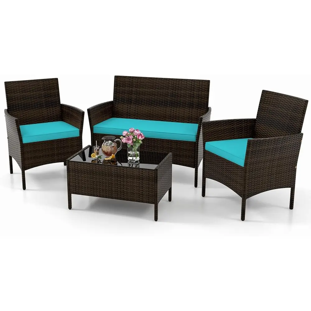 Turquoise 4-Piece Outdoor Pati - огляд і ціна Outdoor Furniture Loveseat