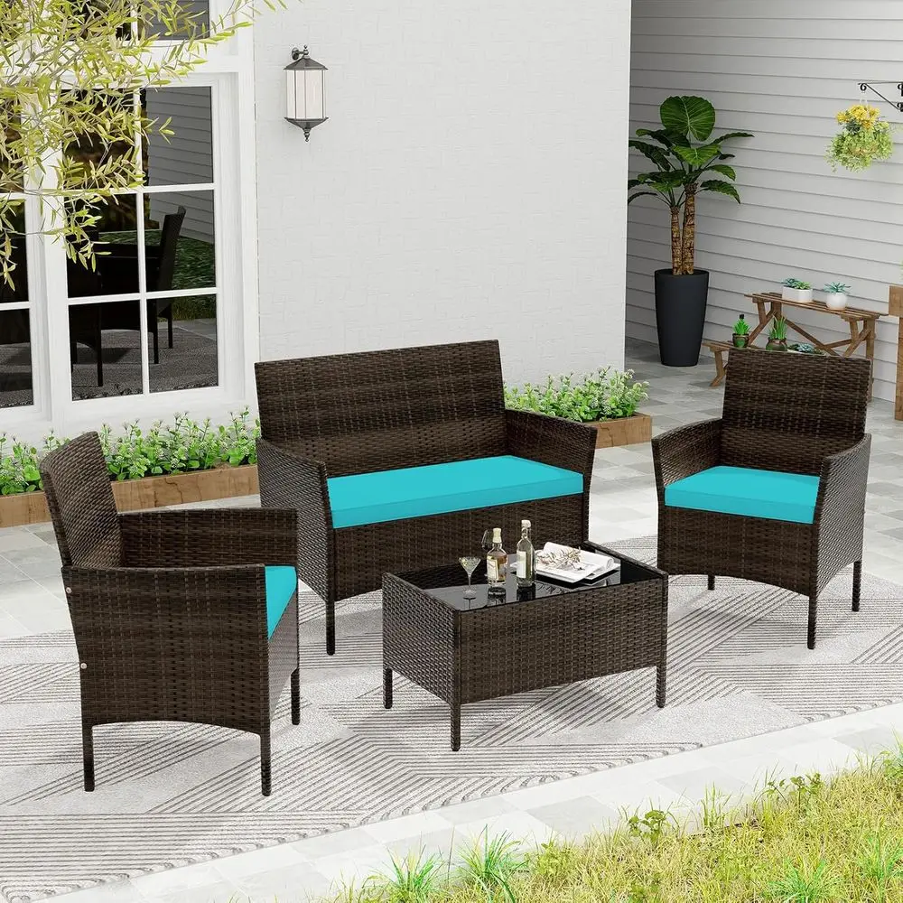 Turquoise 4-Piece Outdoor Pati - огляд і ціна Outdoor Furniture Loveseat