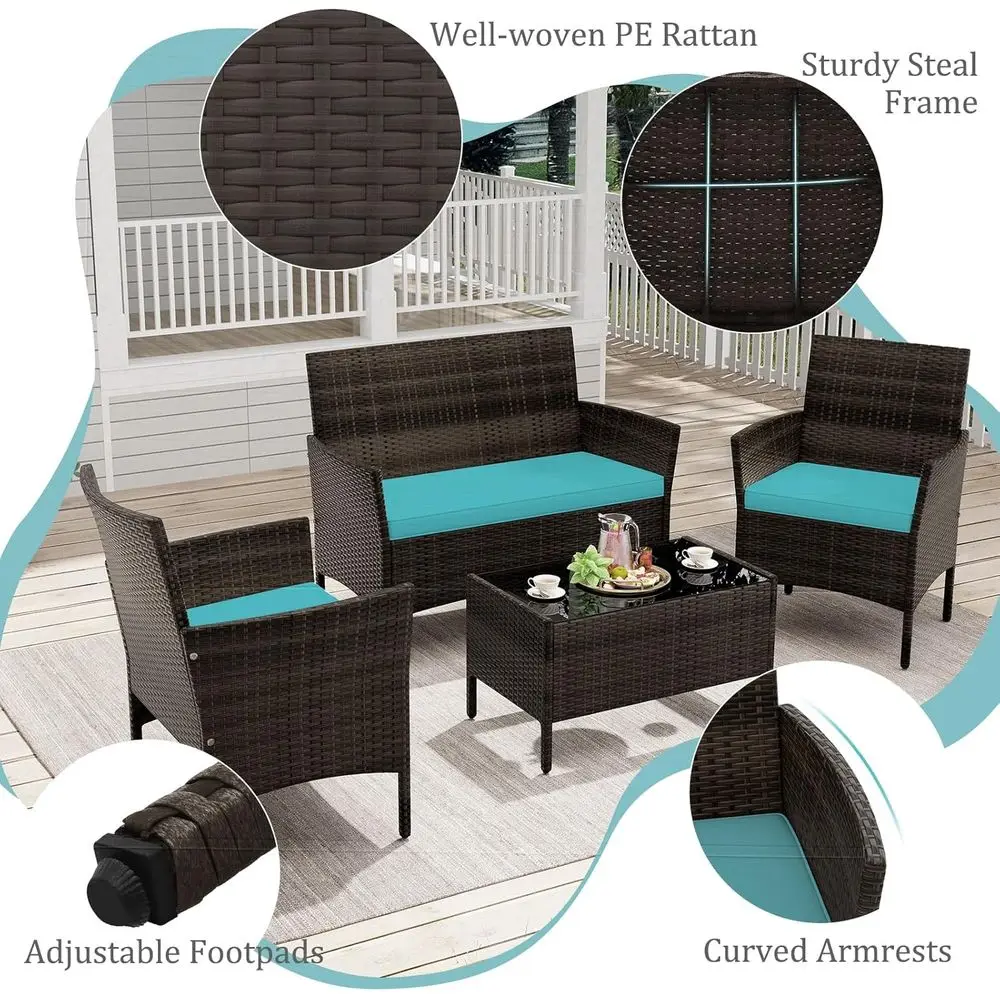 Turquoise 4-Piece Outdoor Pati - огляд і ціна Outdoor Furniture Loveseat