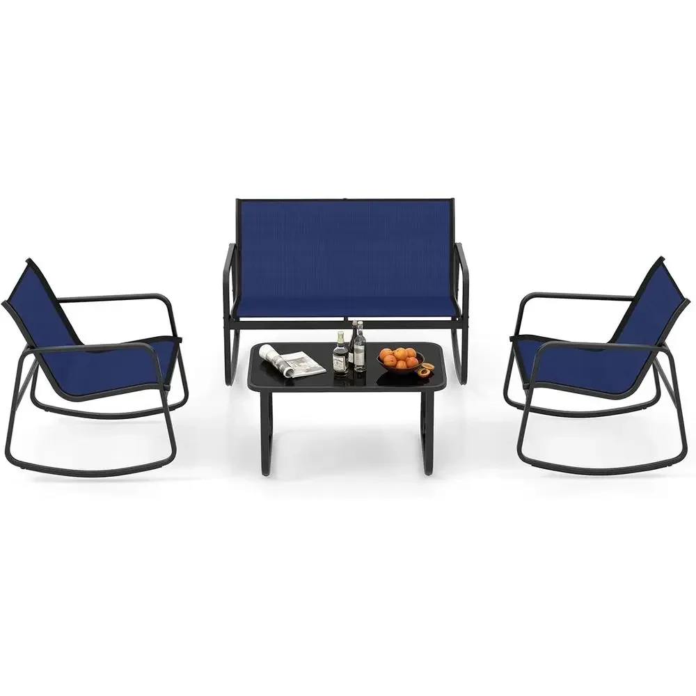 4-Piece Outdoor Patio Rocking  - огляд і ціна Outdoor Furniture Loveseat