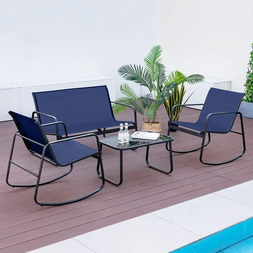 4-Piece Outdoor Patio Rocking  - огляд і ціна Outdoor Furniture Loveseat