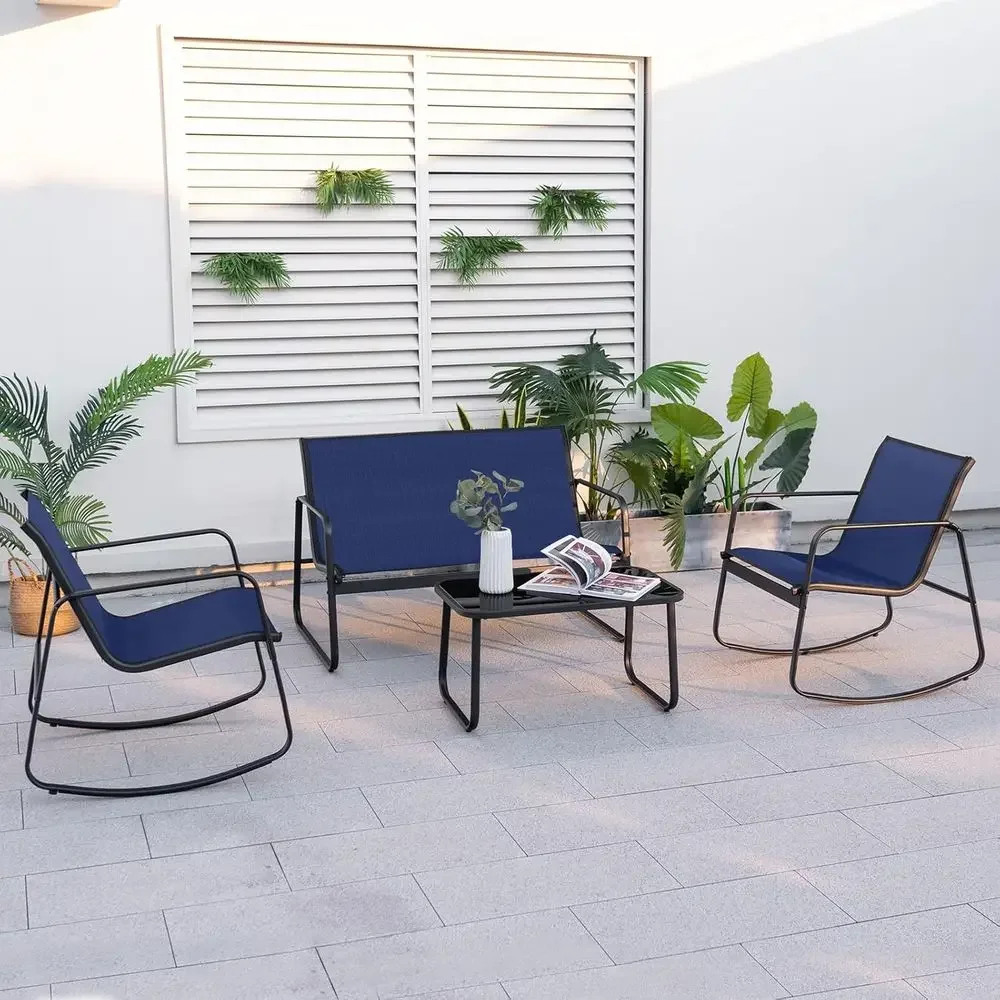 4-Piece Outdoor Patio Rocking  - огляд і ціна Outdoor Furniture Loveseat